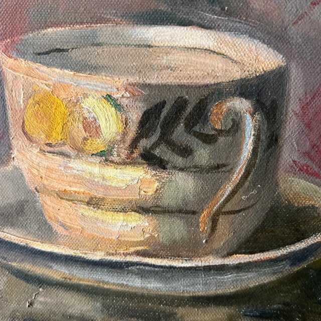 Paint 20 Th Century American School Oil on Canvas Floral Still Life Signed Framed by Jules Zugbe For Sale - Image 7 of 11