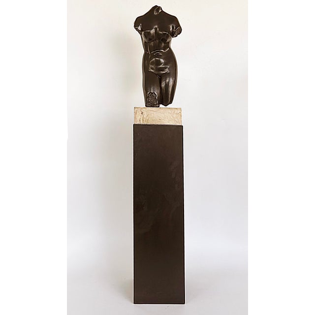 Late 20th Century Late 20th Century Alva Studios Aphrodite Sculpture Copy, Museum of Modern Art New York & Pedestal - Set of 2 For Sale - Image 5 of 16