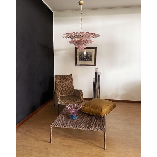 Glass Murano Chandelier with Pink Palmette Glasses, 1990s For Sale - Image 7 of 18