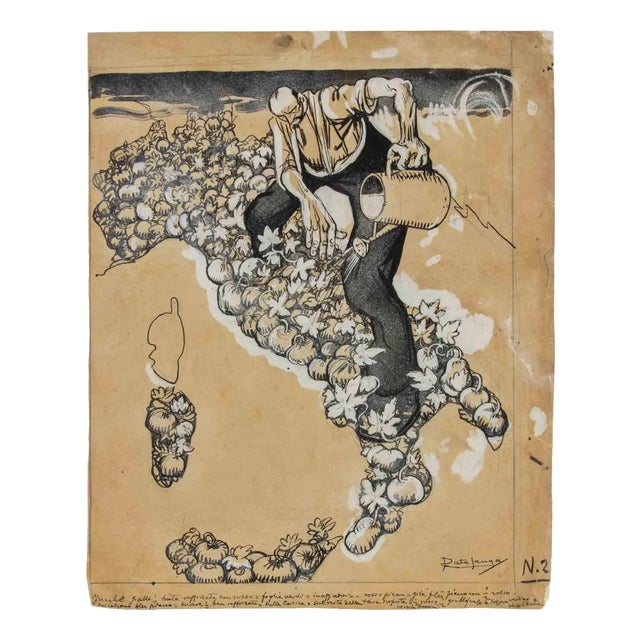 Gabriele Galantara, Italy, Mixed Media Drawing, 1908 For Sale