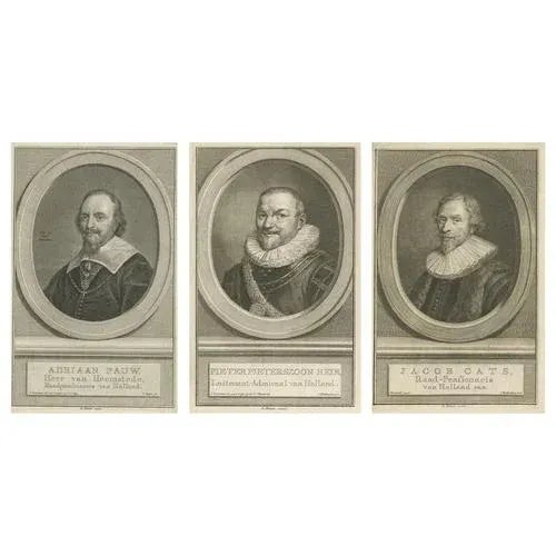 Dutch Statesmen and Admiral, 1750, Copper Engravings, Set of 3 For Sale - Image 10 of 10