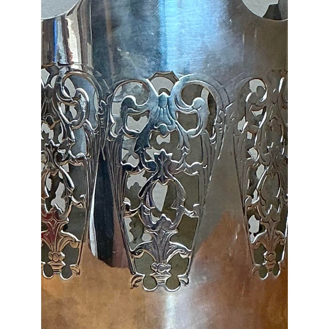 Vintage English Pierced Silver Plate Wine Holder For Sale - Image 9 of 12