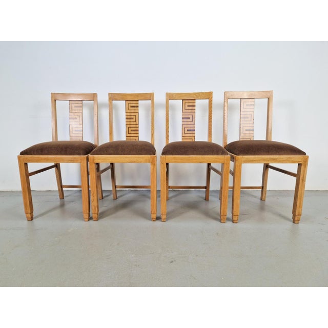 4 x Art deco dining room chair 1930s chairs mid century vintage dining room chairs, provided with a new brown upholstery....