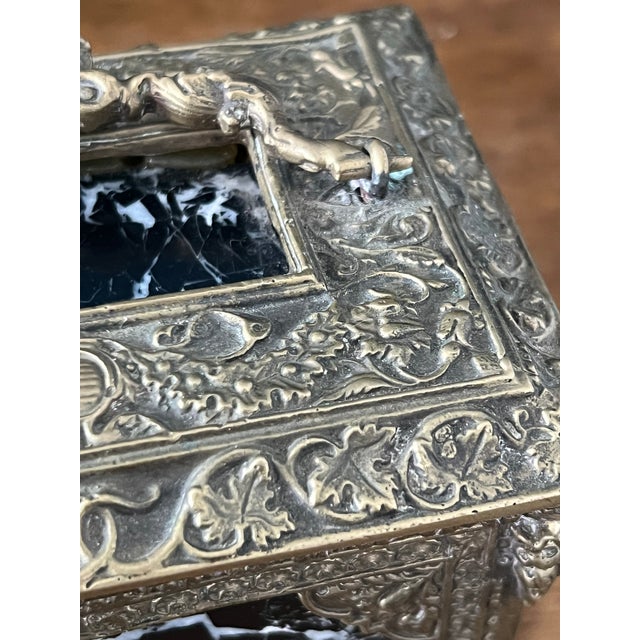 Early 1900s Ornate Baroque Bronze & Marble Casket For Sale - Image 15 of 18