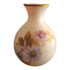 1960s Fenton Handpainted Satin Glass Vase