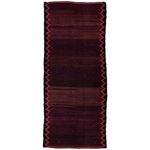 Ruby Red Mid-20th Century Turkish Kilim Red Handmade Geometric Wool Rug For Sale - Image 8 of 8