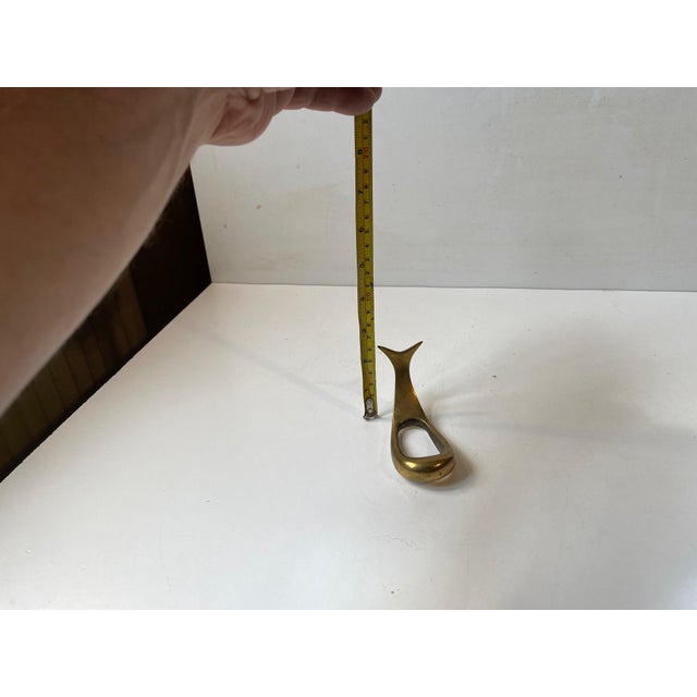 Metal Scandinavian Whale Brass Pipe Rest in the style of Carl Auböck, 1950s For Sale - Image 7 of 9