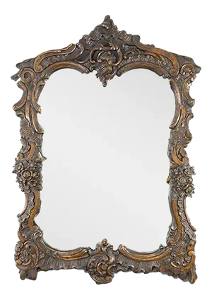 Rococo Style Carved Wood Dark Brown Wall Mirror