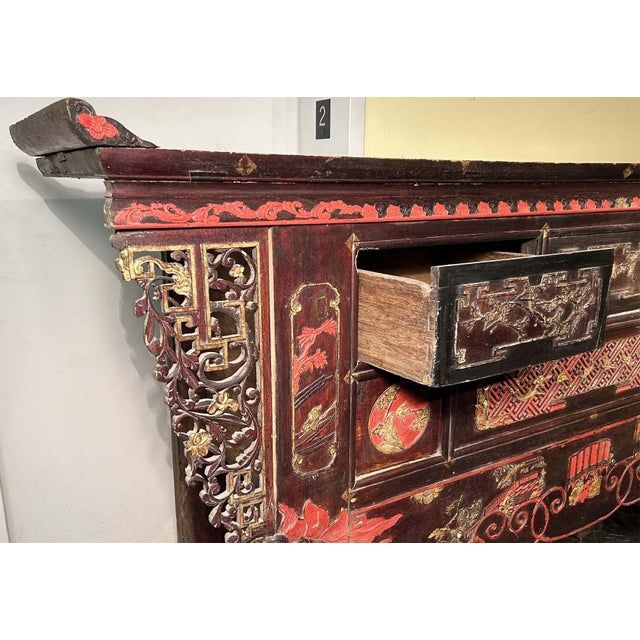 This Antique Chinese Altar Table is a tall temple altar and an exceptional example of master craftsmanship. Originally...