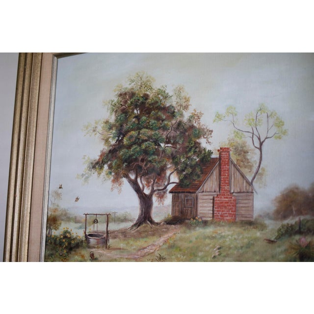 1970s Bucolic Country Cottage Oil Painting by Einstein in Multi-Layer Gilt Frame For Sale - Image 6 of 16