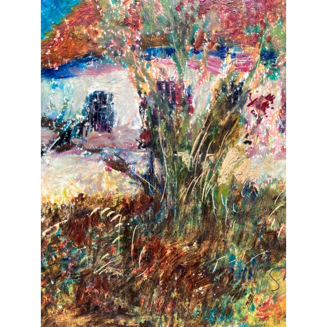 Garden Cottage Acrylic Painting on Board, Signed, 1990s, 10x8 For Sale In Dallas - Image 6 of 8