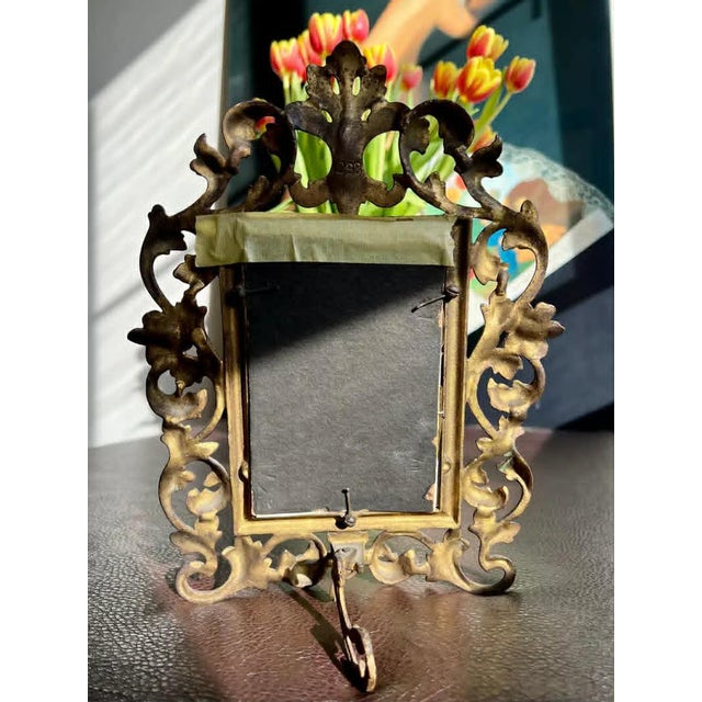 Ceramic Antique Hand-Painted Original Signed Art of Porcelain Painting With Gilded Florentine Frame From Late 1800s For Sale - Image 7 of 9