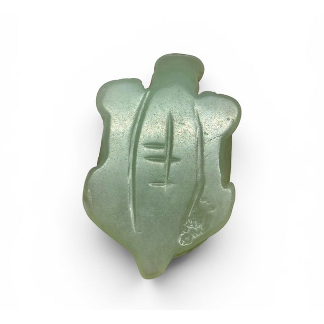 1960s Vintage Hand Carved Light Green Nephrite Jade Turtle Tortoise Figurine Red Box For Sale - Image 5 of 12