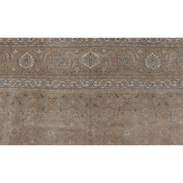 Antique Persian Tabriz Rug in Wool With All-Over Floral Design in Earth Colors 8'0 X 10'9 For Sale - Image 11 of 13
