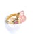 Bochic “Orient” Turtle Rose Quartz, Diamond & Ruby Ring In 18K Gold & Silver, Size 7 For Sale - Image 4 of 5