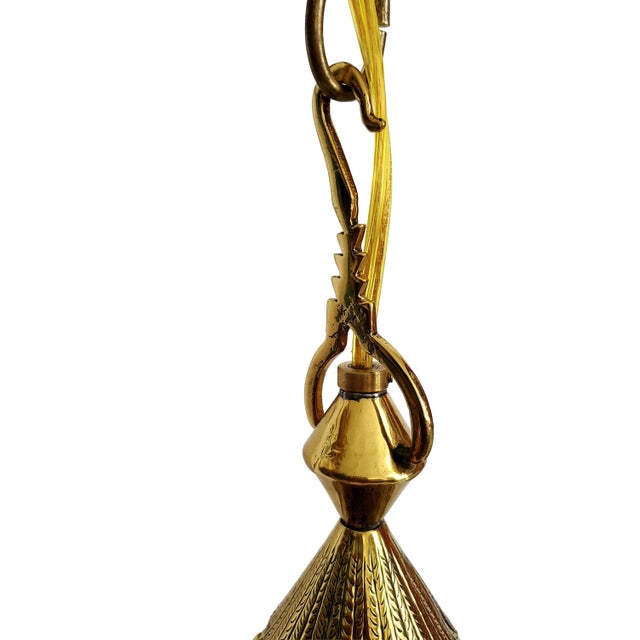 Lamp Pair Brass Pendant Lights Restored For Sale - Image 10 of 14