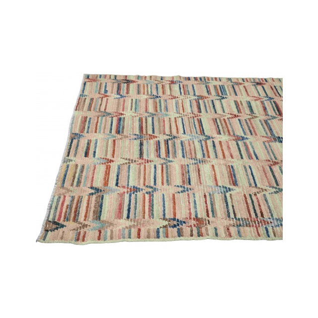 Mid-Century Modern Modern Multicolor Hand Knotted Wool Rug For Sale - Image 3 of 6