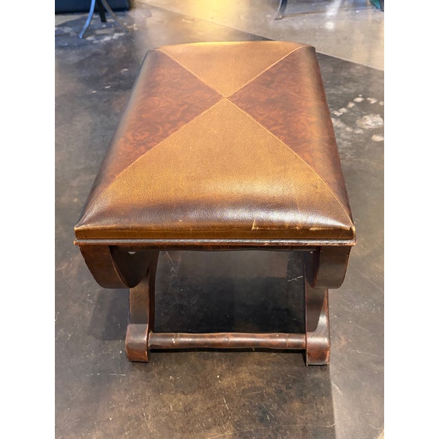 Pair Tuscan Leather Foot Stools For Sale - Image 10 of 10