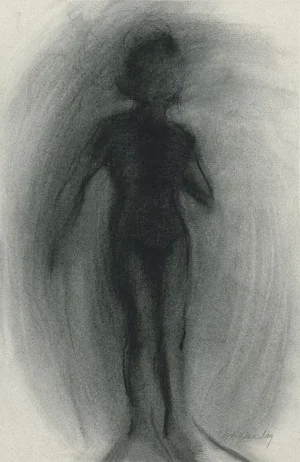 "Essence 1" Contemporary Abstract Figurative Female Charcoal Drawing by by Kathleen Ney