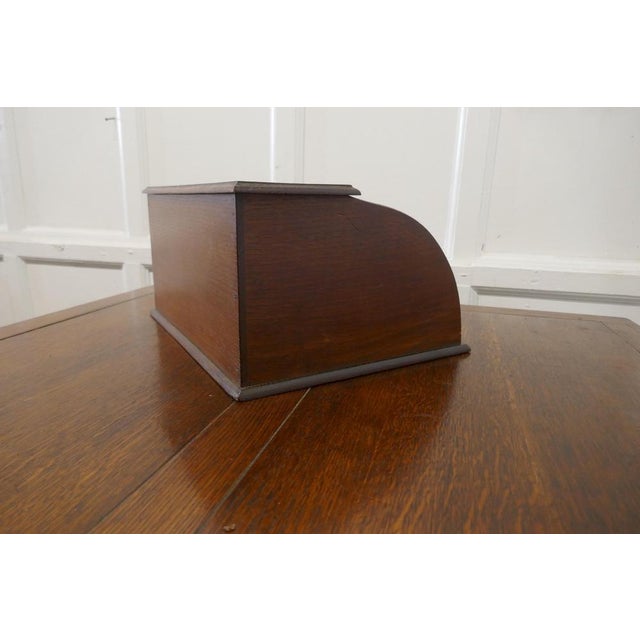 Wood French Arts and Crafts Oak Stationary Box with Tambour, 1890 For Sale - Image 7 of 8