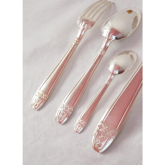 French Art Deco Style Cutlery Service for 12 in Silver Metal, 1950s, Set of 49 For Sale - Image 4 of 12