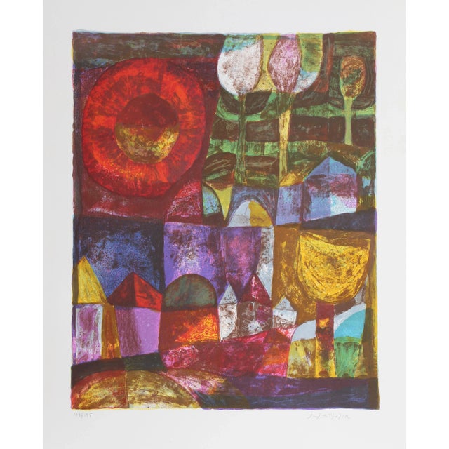 Folk Art Village Flowers, Judith Bledsoe For Sale - Image 3 of 3