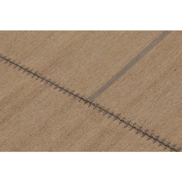 Beige Rug & Kilim’s Contemporary Kilim With Rectangular Designs in Beige & Blue For Sale - Image 8 of 10