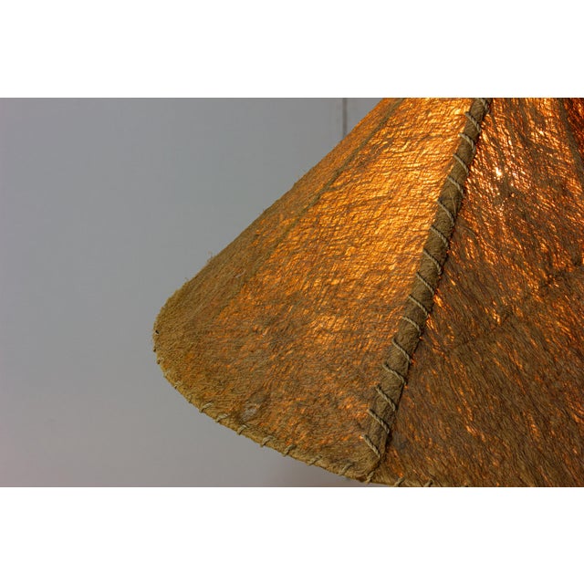 Italian Wood Arc Floor Lamp with Rattan Shade, 1970s For Sale - Image 16 of 18