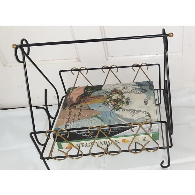 Mid Century Metal Hand-Painted Magazine Rack For Sale - Image 12 of 13