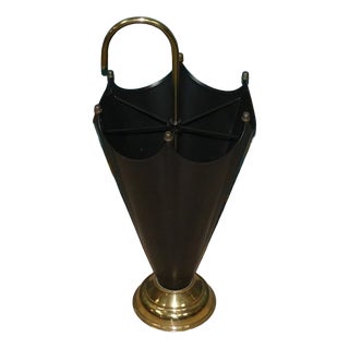 Vintage Umbrella Stand in Metal and Brass, 1960s For Sale
