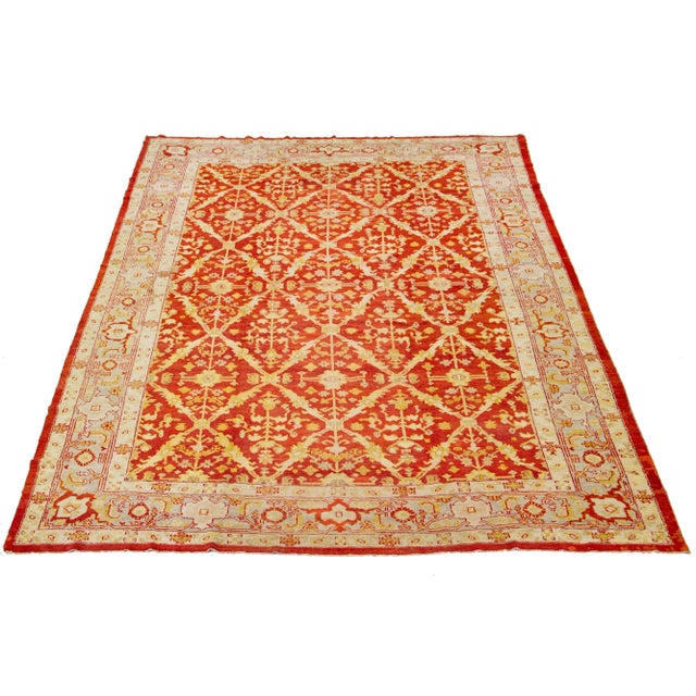 This antique Turkish wool rug is exceptional with its charming red base color and meticulous hand-knotted craftsmanship....