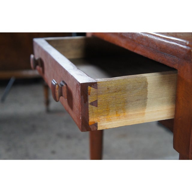 Antique Early American Country Farmhouse Cherry Parlor Side Table For Sale - Image 4 of 11
