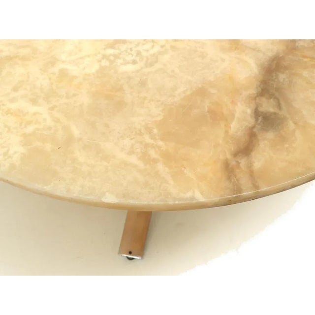 Vintage Round Onyx Coffee Table with Chrome Base, 1970s For Sale - Image 4 of 6