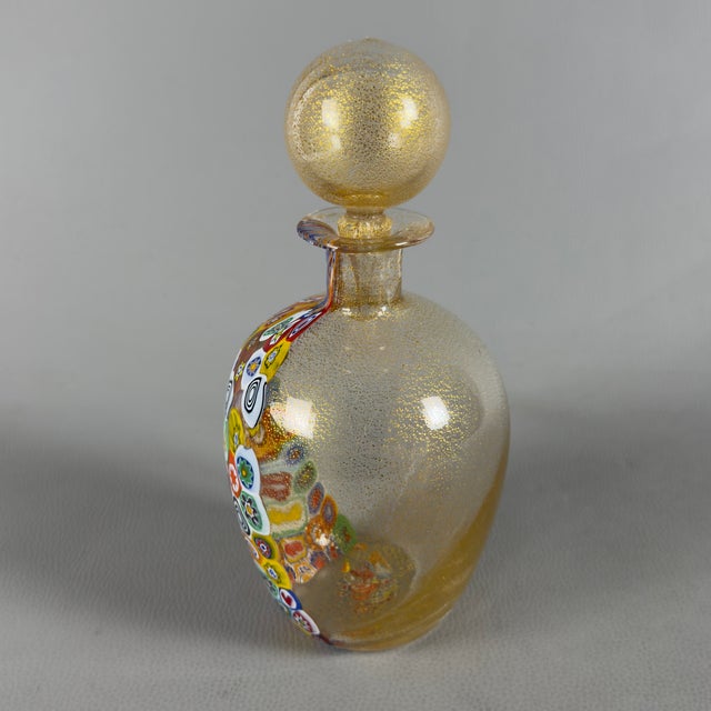 Millefiori Murano Glass Bottle with Gold Leaf and Murrine from Gambaro & Poggi, 1970s For Sale - Image 4 of 12