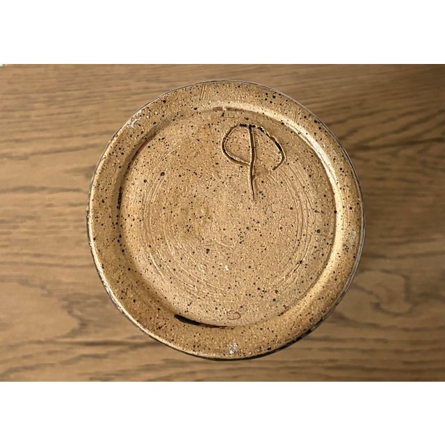 Vintage Brown Rust Tall Vase, Signed For Sale - Image 4 of 8