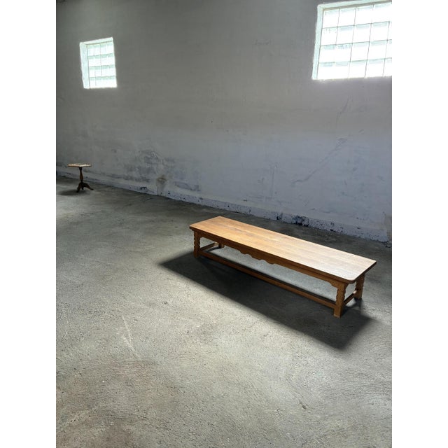Wood Low Oak Bench in the style of Kjærnulf, 1970s For Sale - Image 7 of 10