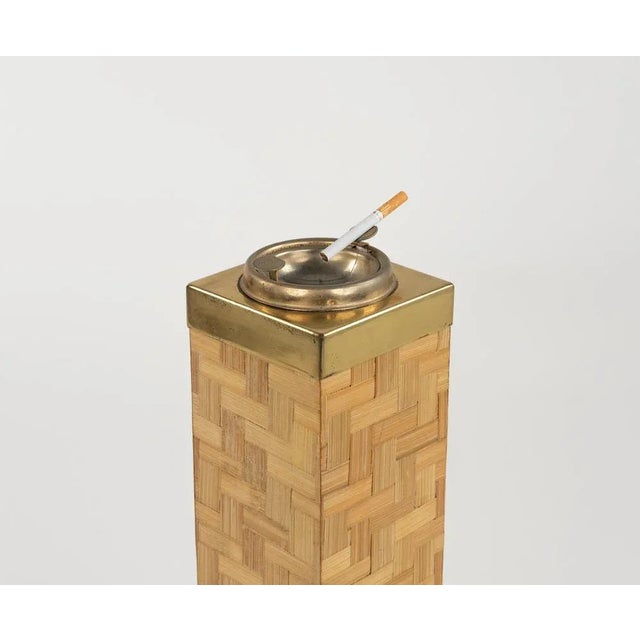 Mid-Century Floor Ashtray in Bamboo and Brass, Italy, 1970s For Sale - Image 6 of 13