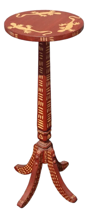 Tall Side Table Plant Stand Hand Painted Burnt Orange With Gecos