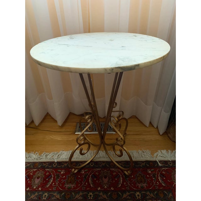Vintage Wrought Iron Marble Center Table For Sale In San Francisco - Image 6 of 6