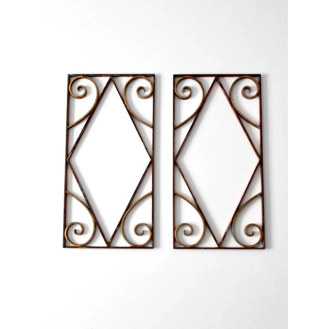 Antique Brass Architecural Panels - A Pair For Sale - Image 4 of 11