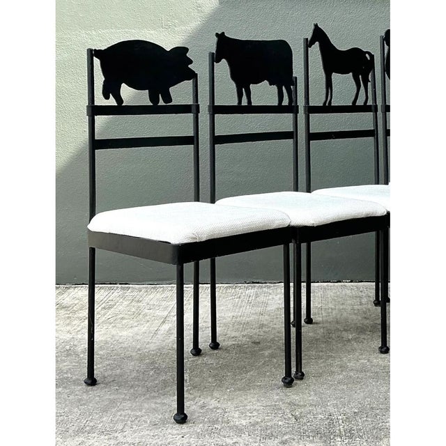 Vintage Metal Farm Animal Chairs - Set of 4 For Sale - Image 9 of 12