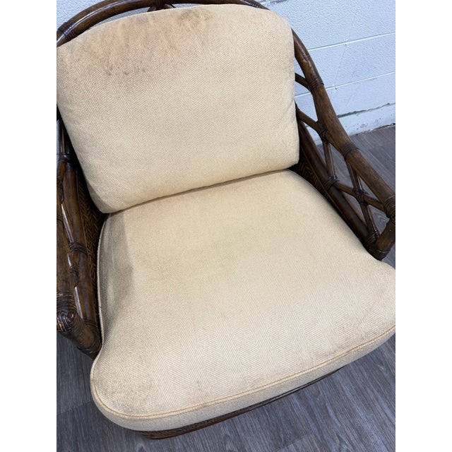 Wood Lexington Tommy Bahama Bali Hai Collection Diamond Cove Rattan Swivel Chair For Sale - Image 7 of 10