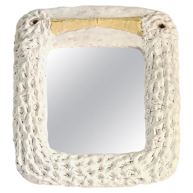Cicogne French Ceramic Mirror by Renzo Maar For Sale - Image 9 of 9