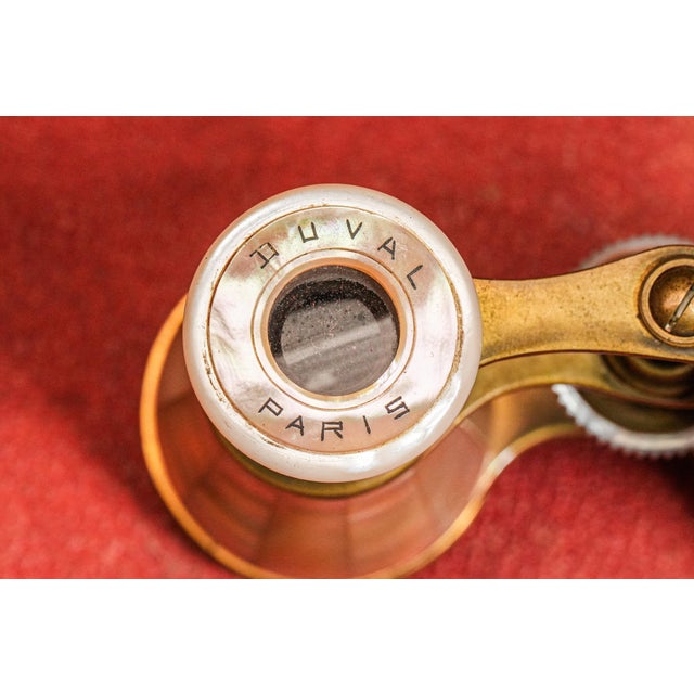 Fantastic Lively Mother of Pearl Duval Paris Antique French Opera Glasses With Leather Case Home Decor Prop For Sale - Image 9 of 12