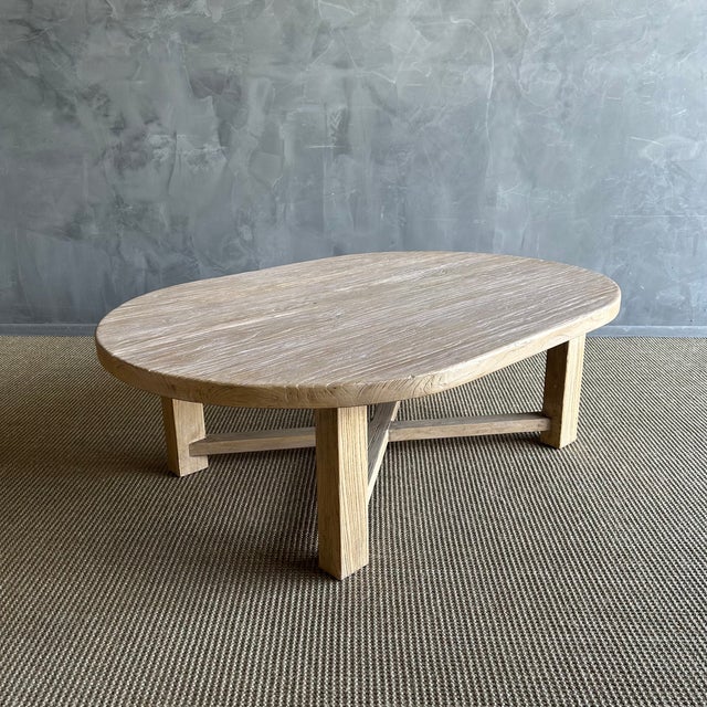 Reclaimed Elm Wood Oval Coffee Table 59" For Sale In Los Angeles - Image 6 of 11
