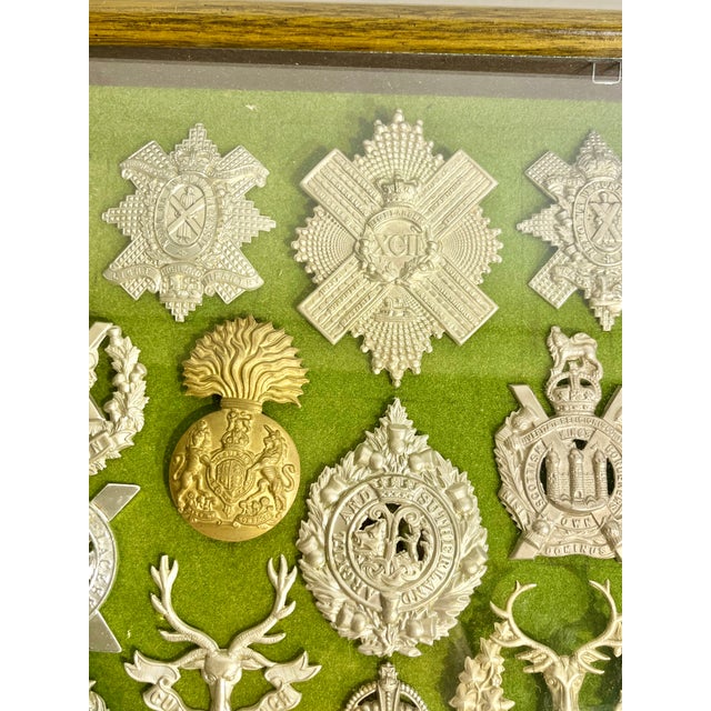 Antique Victorian Shadow Box Framed Set of 29 Scottish Military Regimental Badges For Sale - Image 16 of 18
