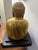 Ceramic Gold Tone Sitting Buda Statue on Wood Base For Sale - Image 9 of 11