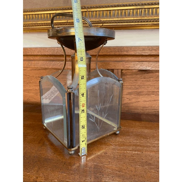 Vintage Mid Century Modern Etched Wheat Design Glass Light Pendant Flush Mount For Sale - Image 9 of 10