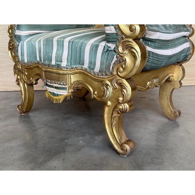 Pair of French 19th Century Rococo Revival Giltwood Armchair For Sale - Image 12 of 18