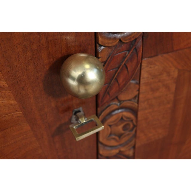 1930s Art Deco French Walnut Sideboard with Marble Top, 1930s For Sale - Image 5 of 16